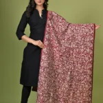 Maroon Floral Pure Silk Kantha Dupatta