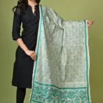 Off White Traditional Pure Tussar Kantha Dupatta