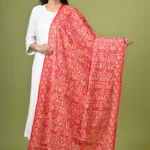 Red Traditional Silk Kantha Dupatta