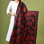 Black Lotus Silk Kantha Dupatta
