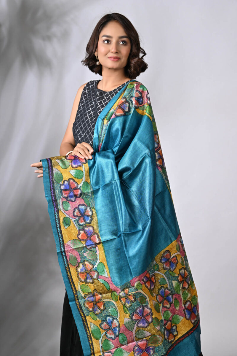 hand painted silk dupatta